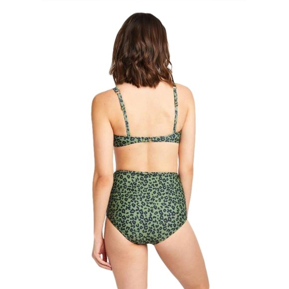 Retro High-Waisted Bikini in Green Leopard Print - Picture 3 of 3